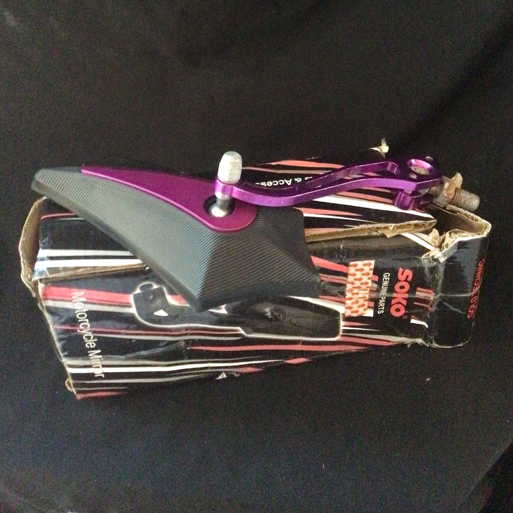Purple motorcycle handle bar end mirrors